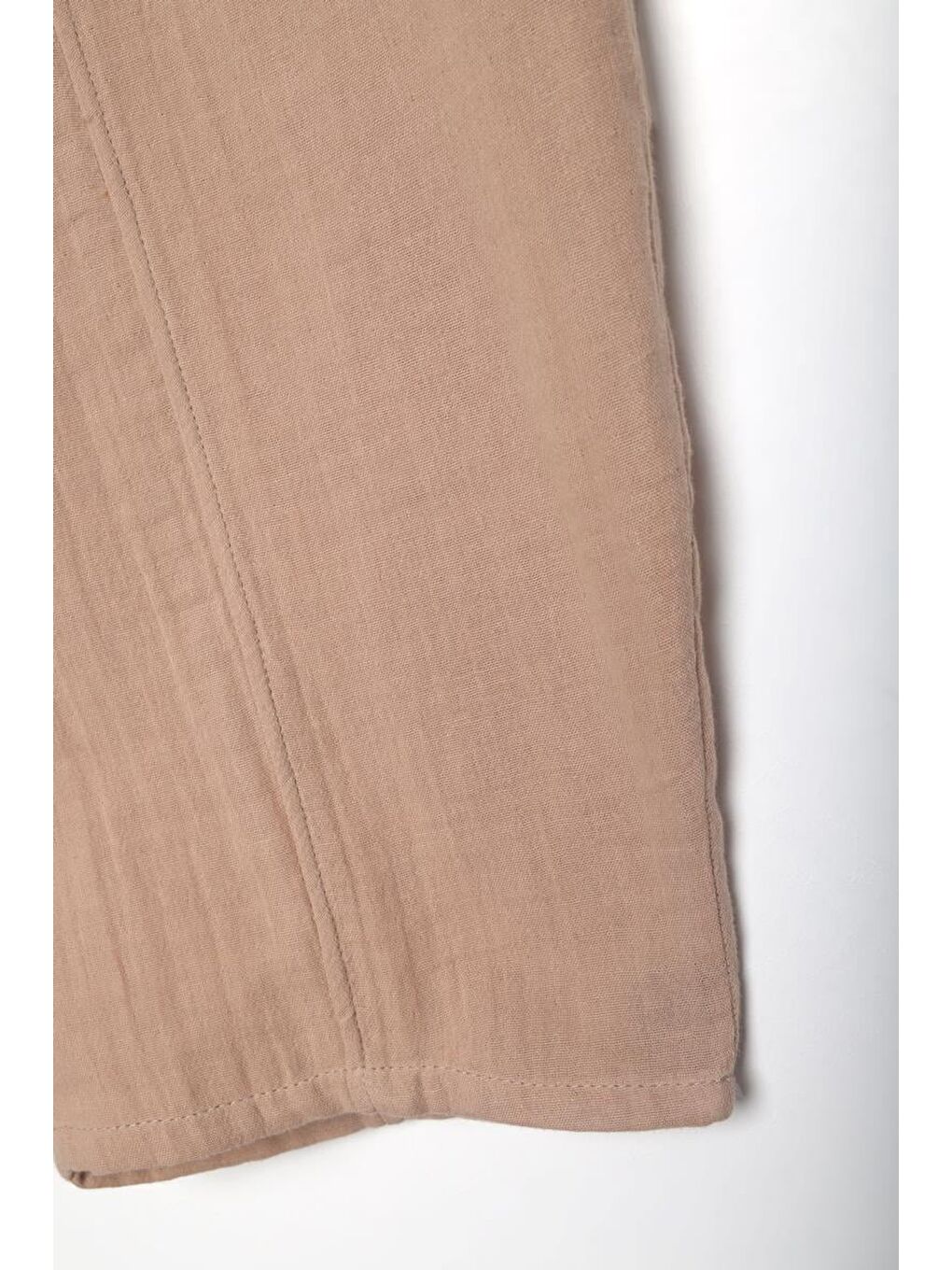 Bej Taş-%100 Pamuklu Cepli Müslin Pantolon-3