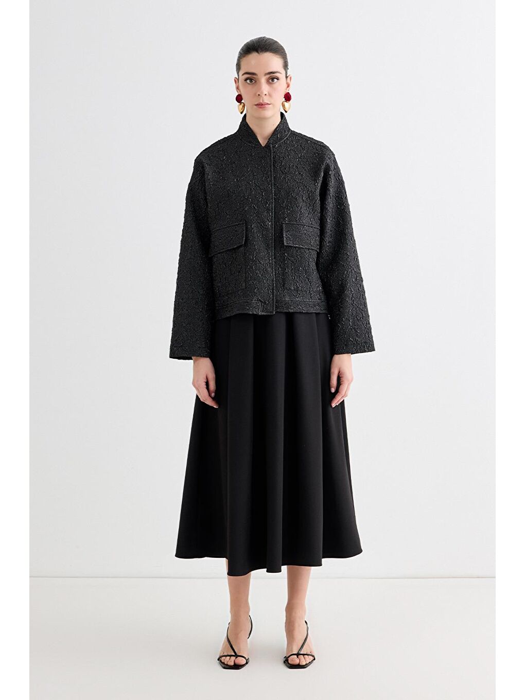 Denia Jakar Midi Bomber Ceket Siyah