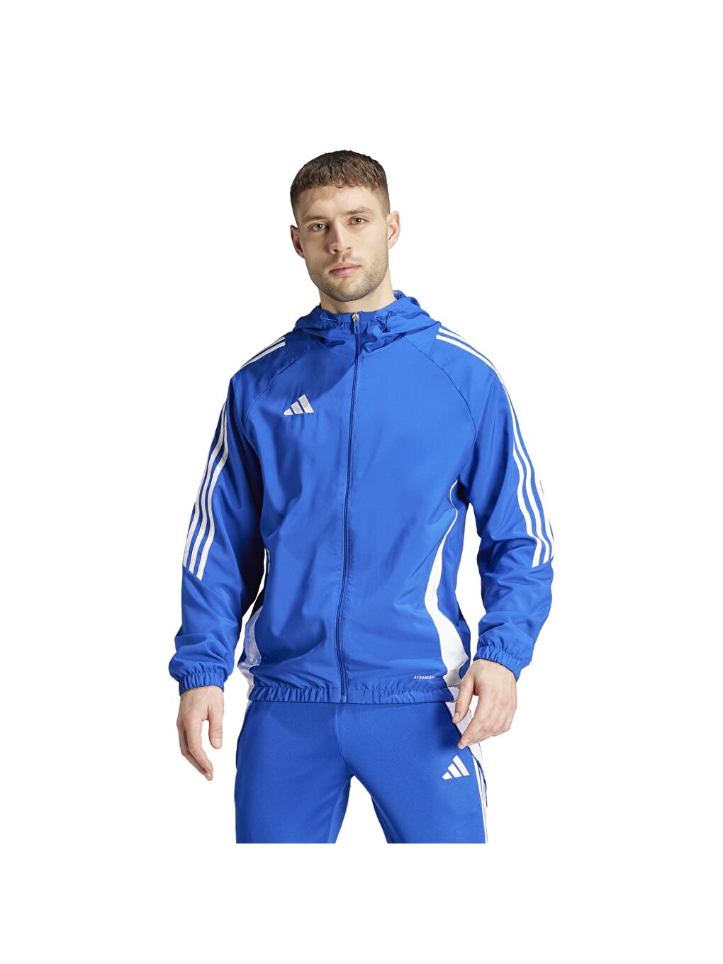 Adidas Mavi Tiro 24 Erkek Mavi Kapüşonlu Ceket