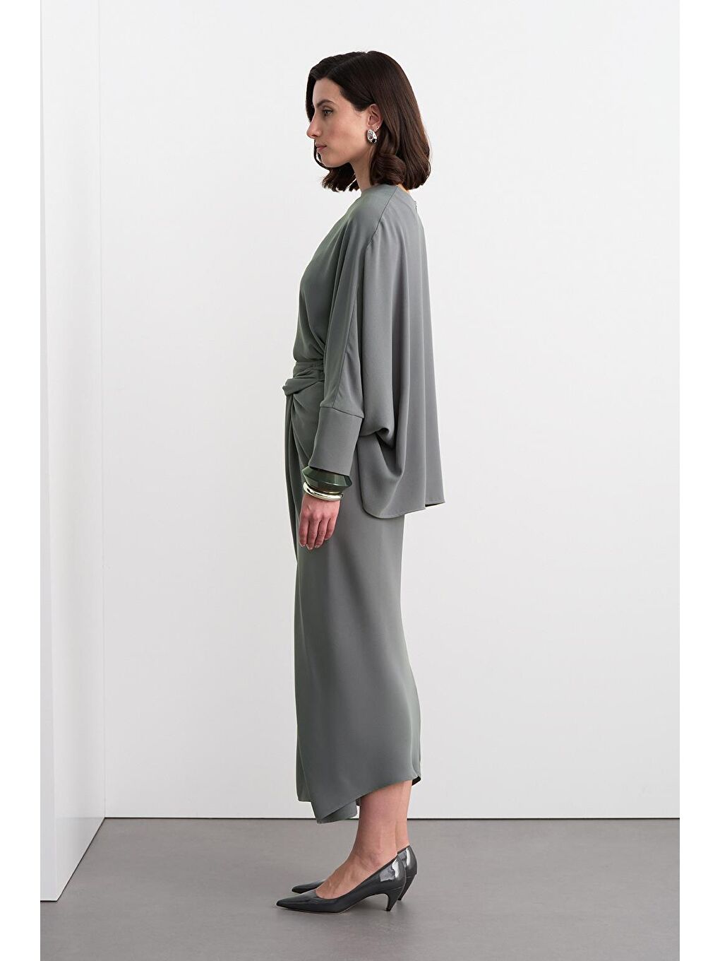 Doha Tunik Anvelop Etek Takım Gri-3