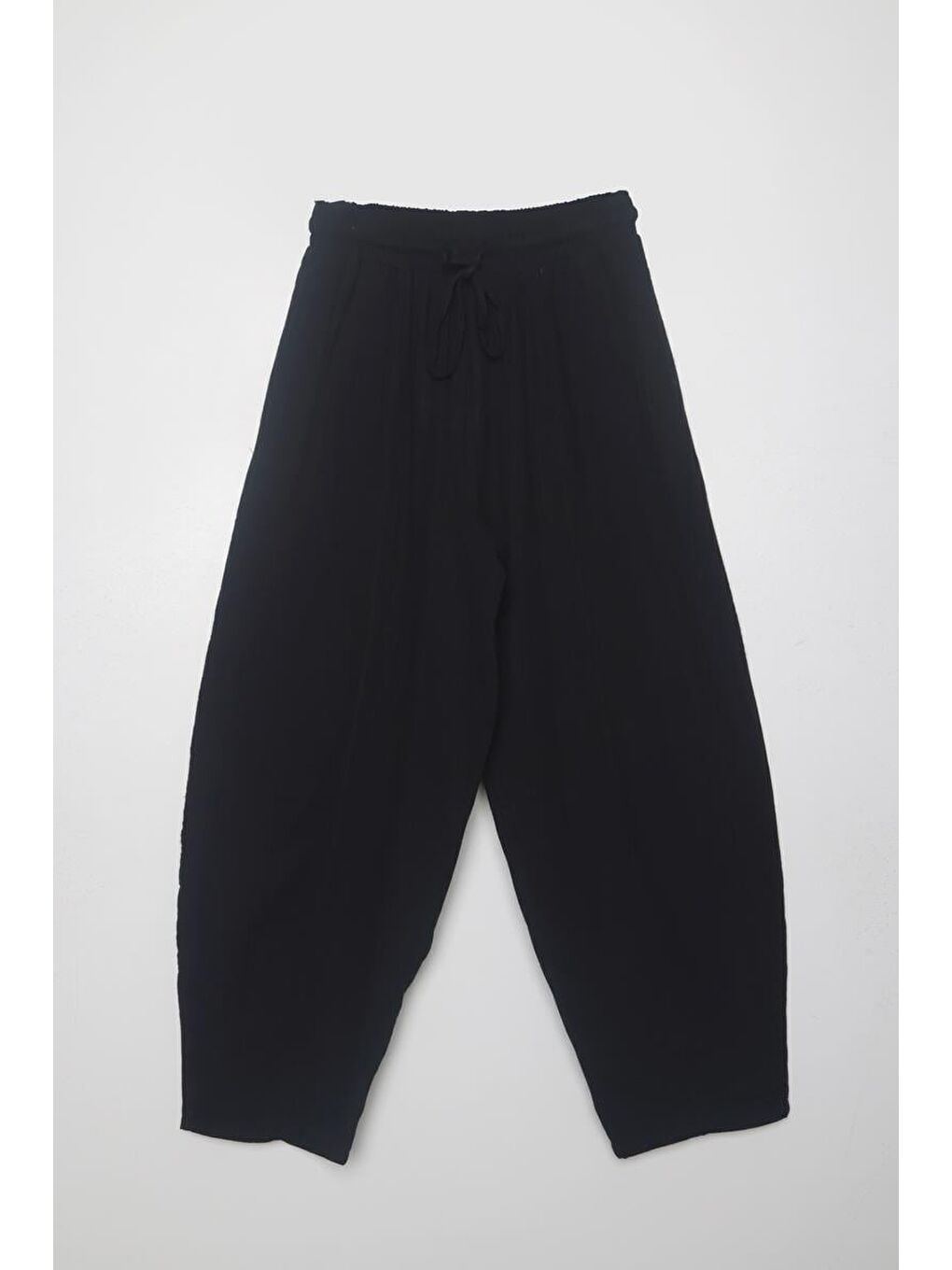 Siyah-%100 Pamuklu Cepli Müslin Pantolon-5