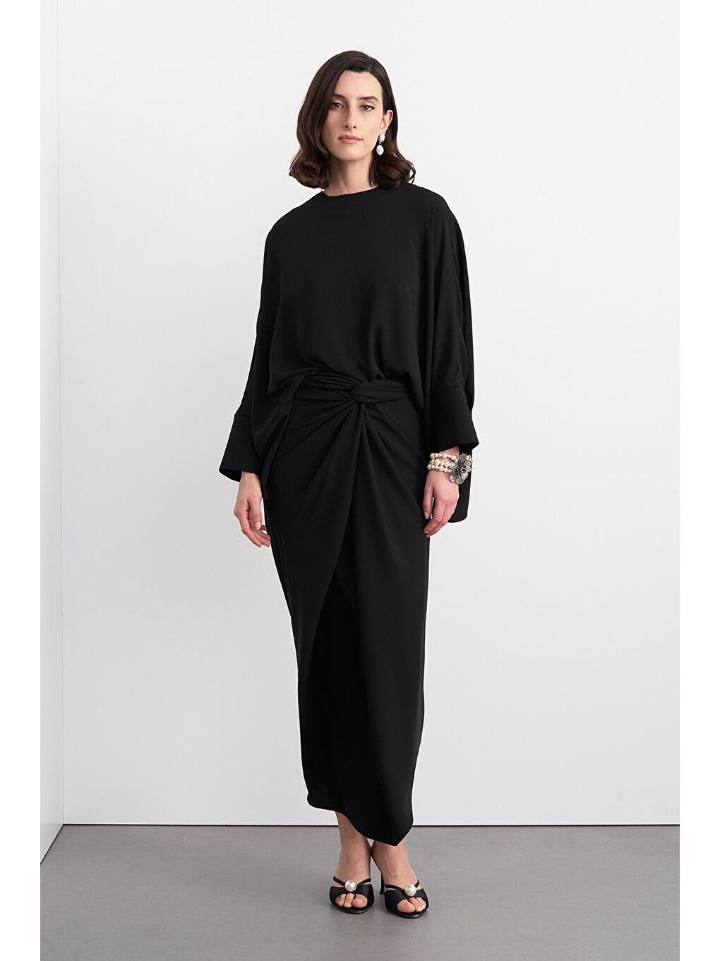 Doha Tunik Anvelop Etek Takım Siyah