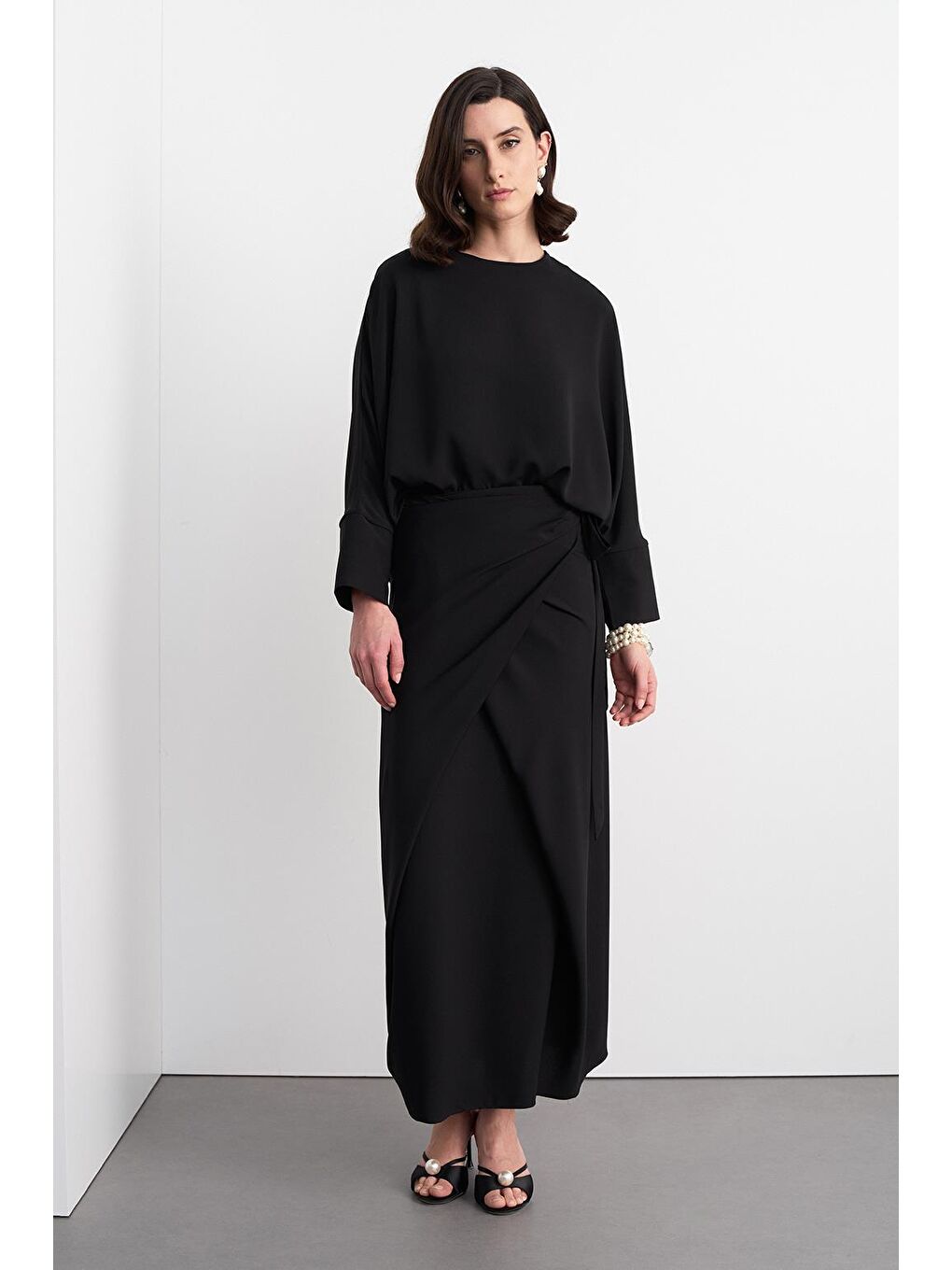 Doha Tunik Anvelop Etek Takım Siyah-2