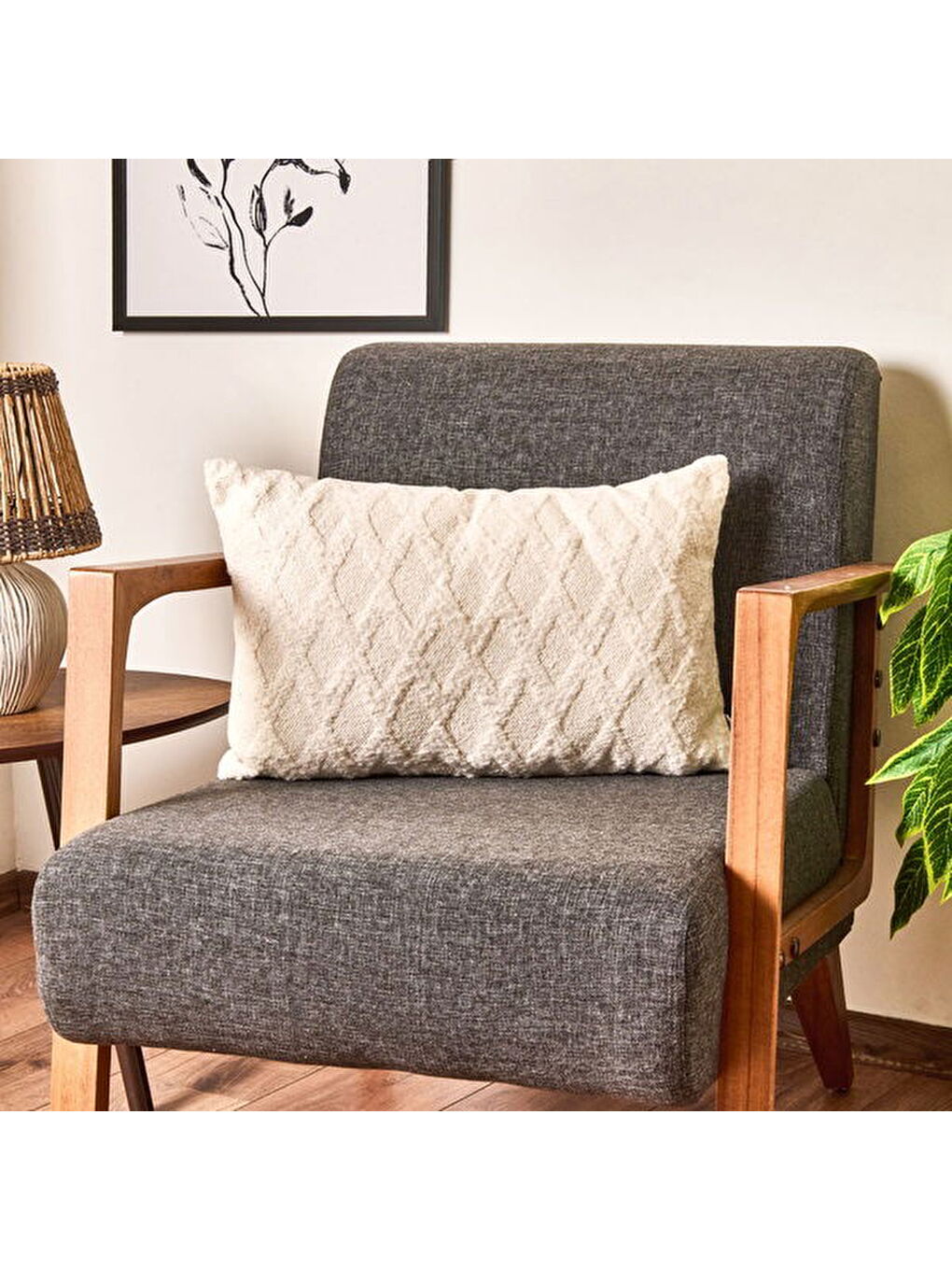 Soft Dahon Kırlent - Ekru - 35x55 cm-1