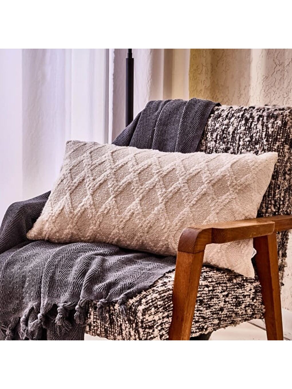 Soft Dahon Kırlent - Ekru - 35x55 cm-7