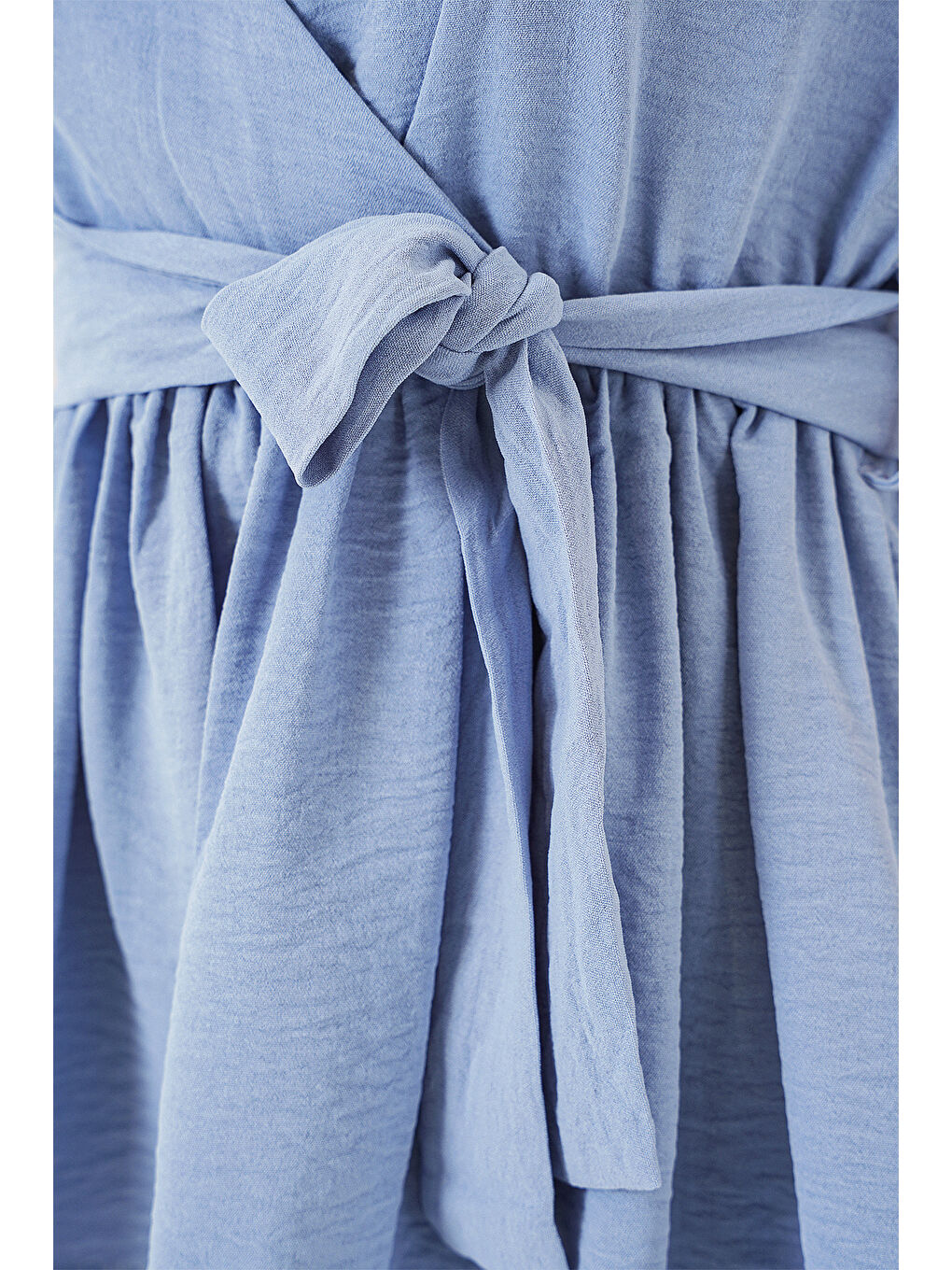 Kadın Kruvaze Yaka Kolsuz Bluz 966 - Mavi-4