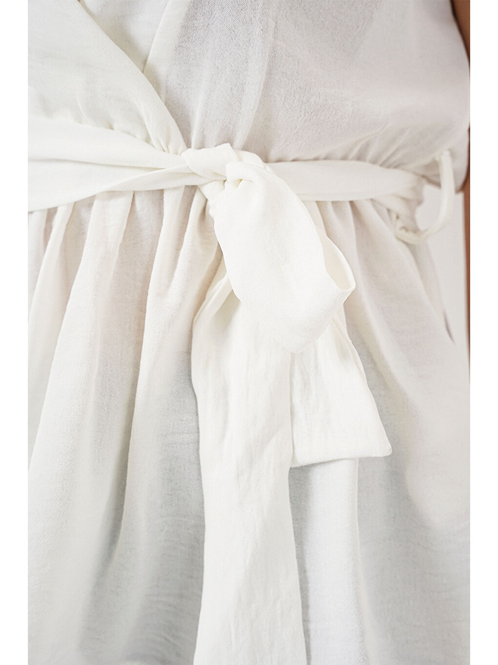 Kadın Kruvaze Yaka Kolsuz Bluz 966 - Beyaz-4