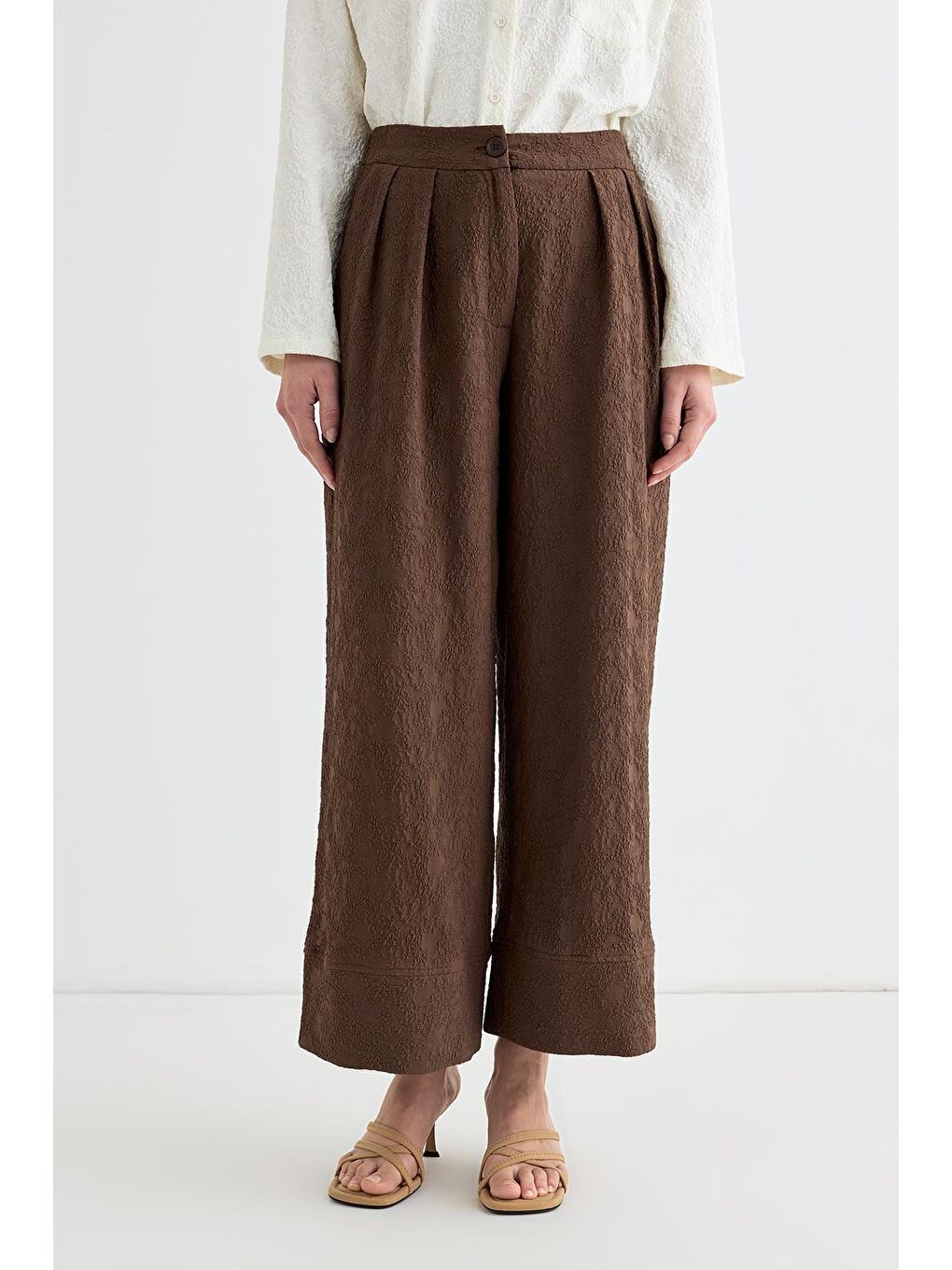 Kahverengi Dokulu Culotte Pantolon Kahve-2