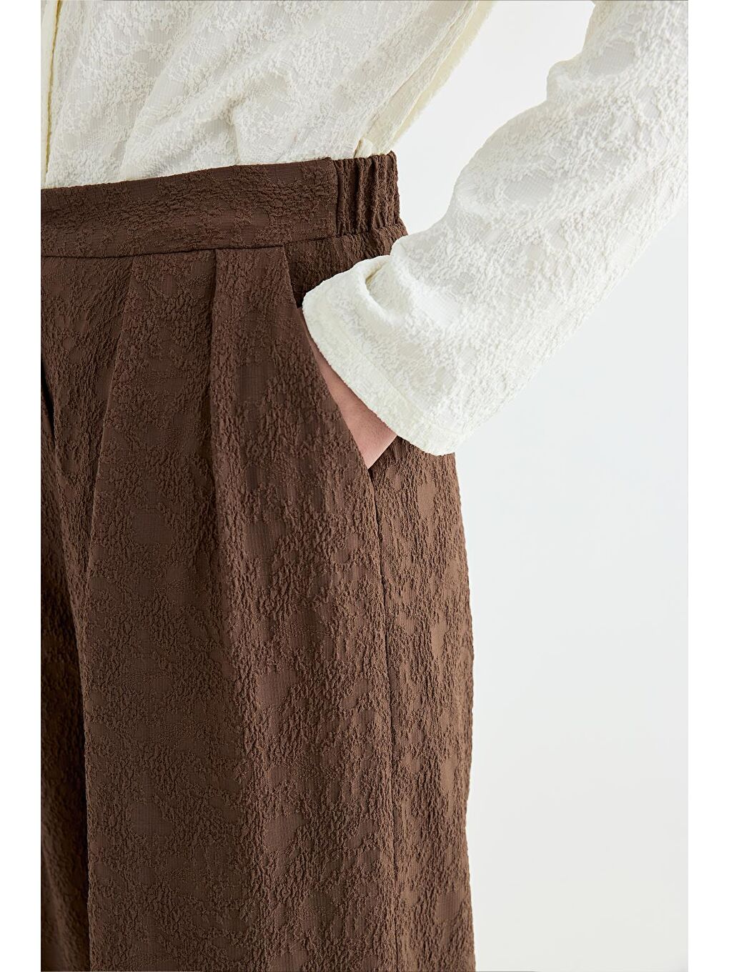 Kahverengi Dokulu Culotte Pantolon Kahve-4