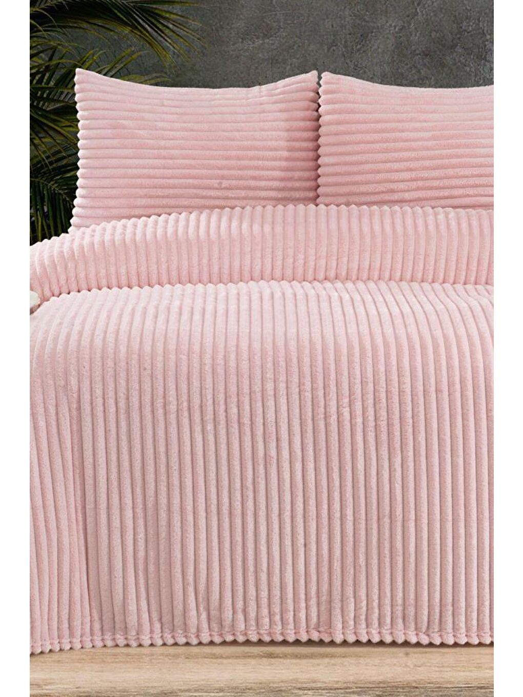 Pembe Amila Çift Kişilik 220x240 Cm Yatak Örtüsü Pudra