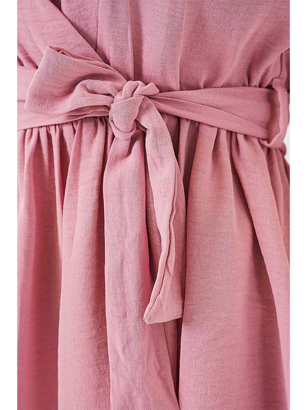 Pembe Kadın Kruvaze Yaka Kolsuz Bluz 966 - Pudra-4