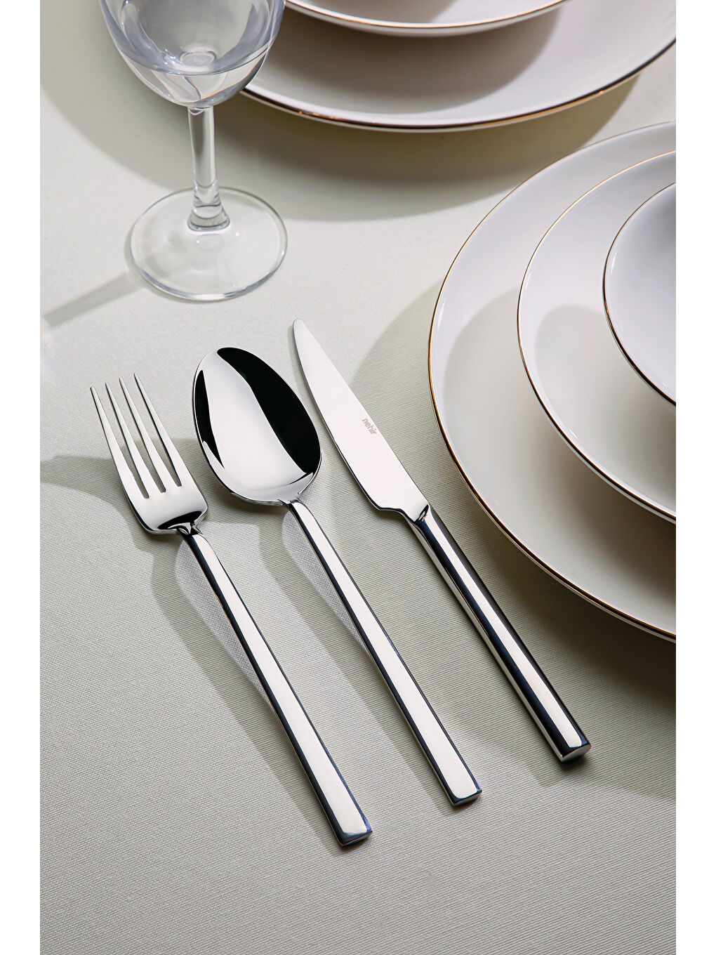 Gri Dalyan Sade 12 Kişilik 84 Parça Deri Kutulu Çatal Kaşık Bıçak Takımı-3