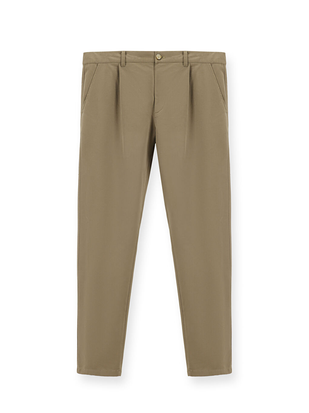 Bej Regular Fit Elastanlı Pileli Kanvas / Chino Pantolon-5