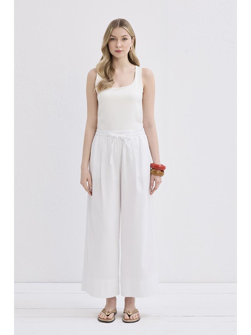 Doren Keten Pantolon Ekru-1