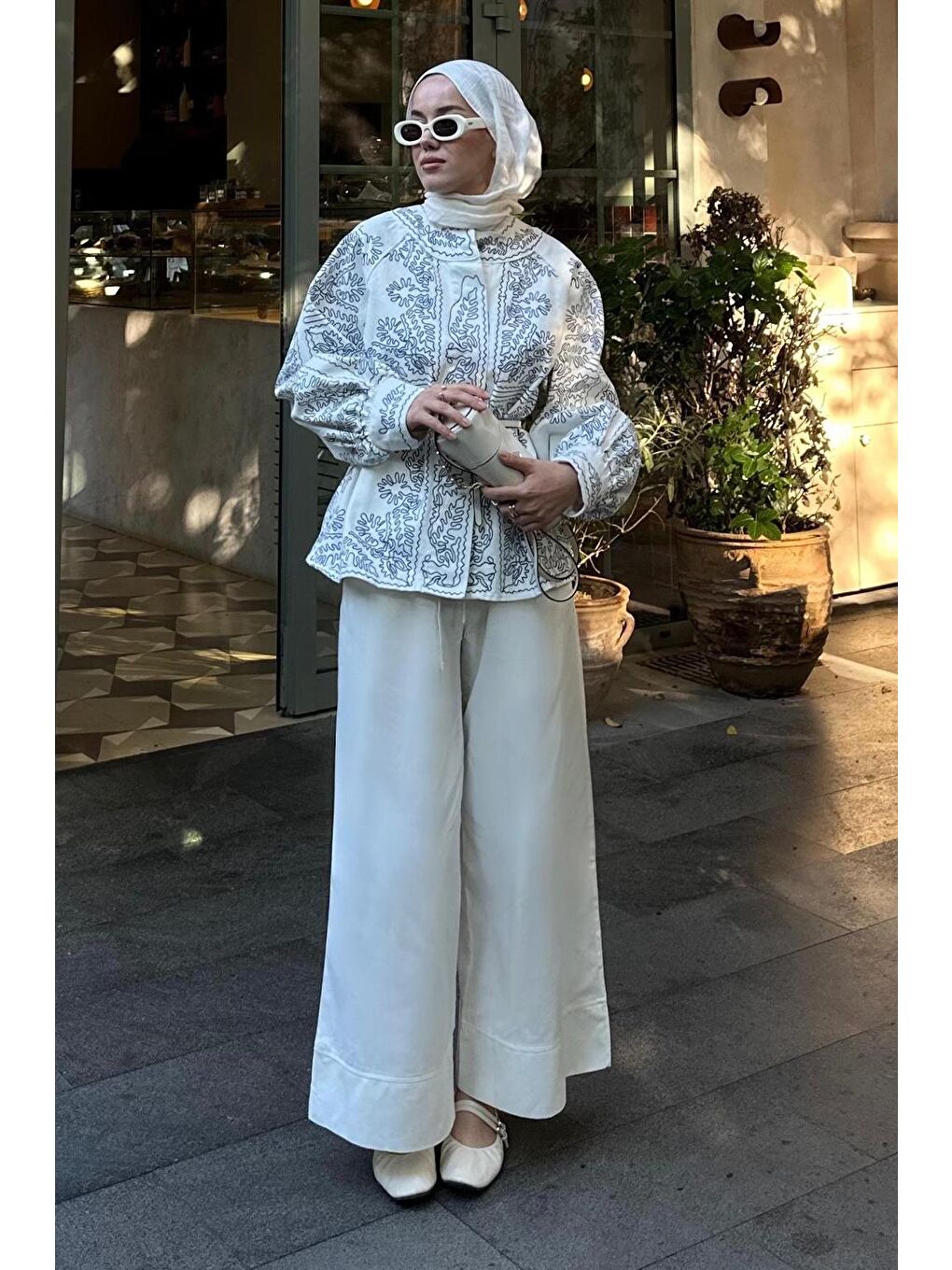 Doren Keten Pantolon Ekru-5