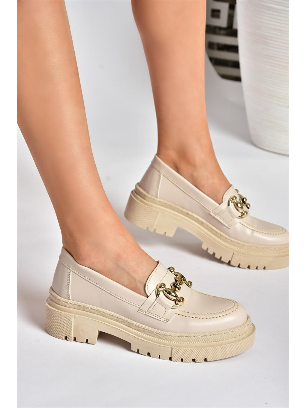 P6520343 Bej Günlük Kadın Loafer Ayakkabı-2