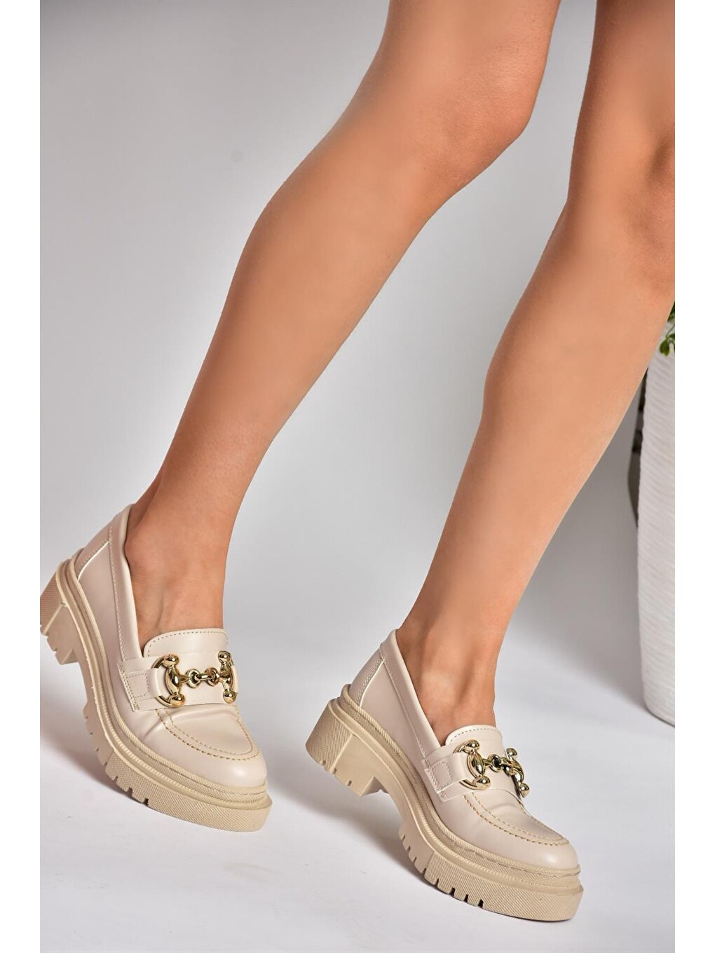 P6520343 Bej Günlük Kadın Loafer Ayakkabı-3