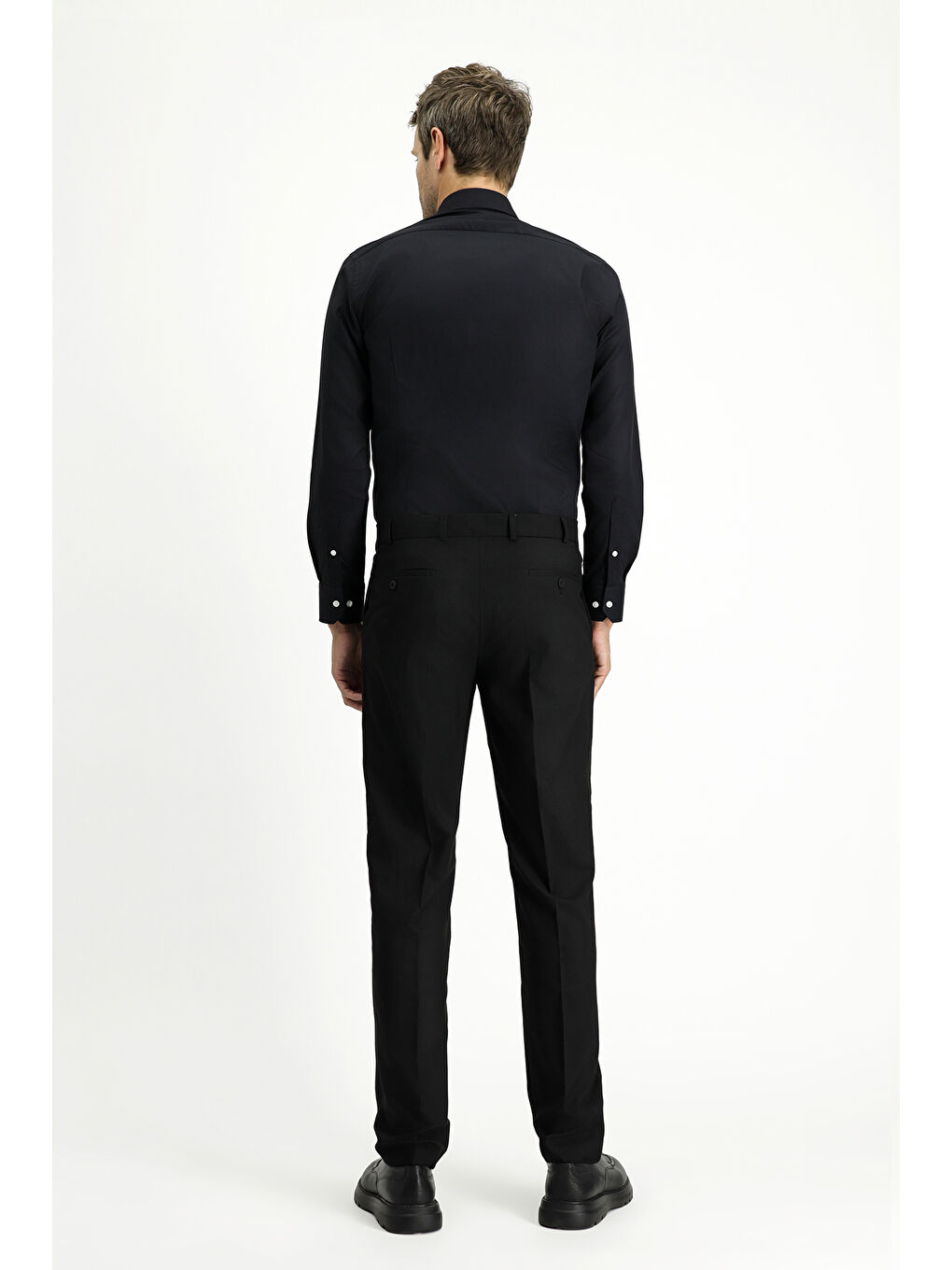 Siyah Elastanlı Pileli Klasik Kumaş Pantolon-3