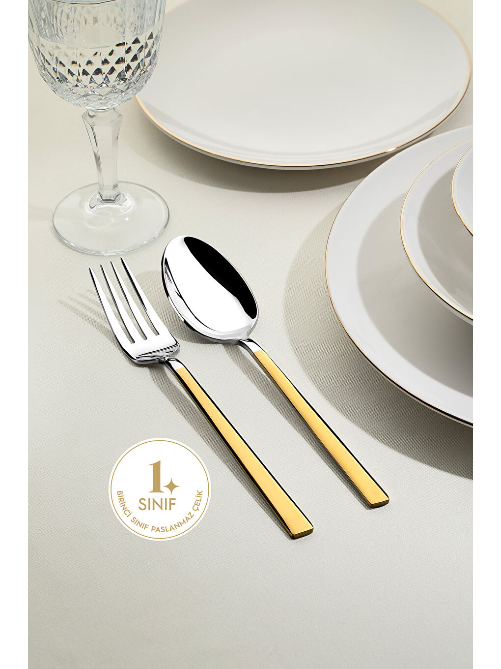 Sarı Dalyan Altın Sade 12 Kişilik 89 Parça Deri Kutulu Çatal Kaşık Bıçak Takımı-4
