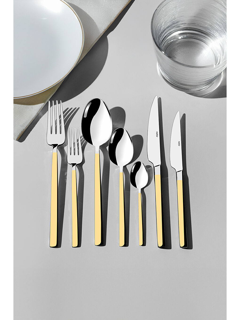 Sarı Dalyan Altın Sade 84 Parça Kutulu Çatal Kaşık Bıçak Takımı