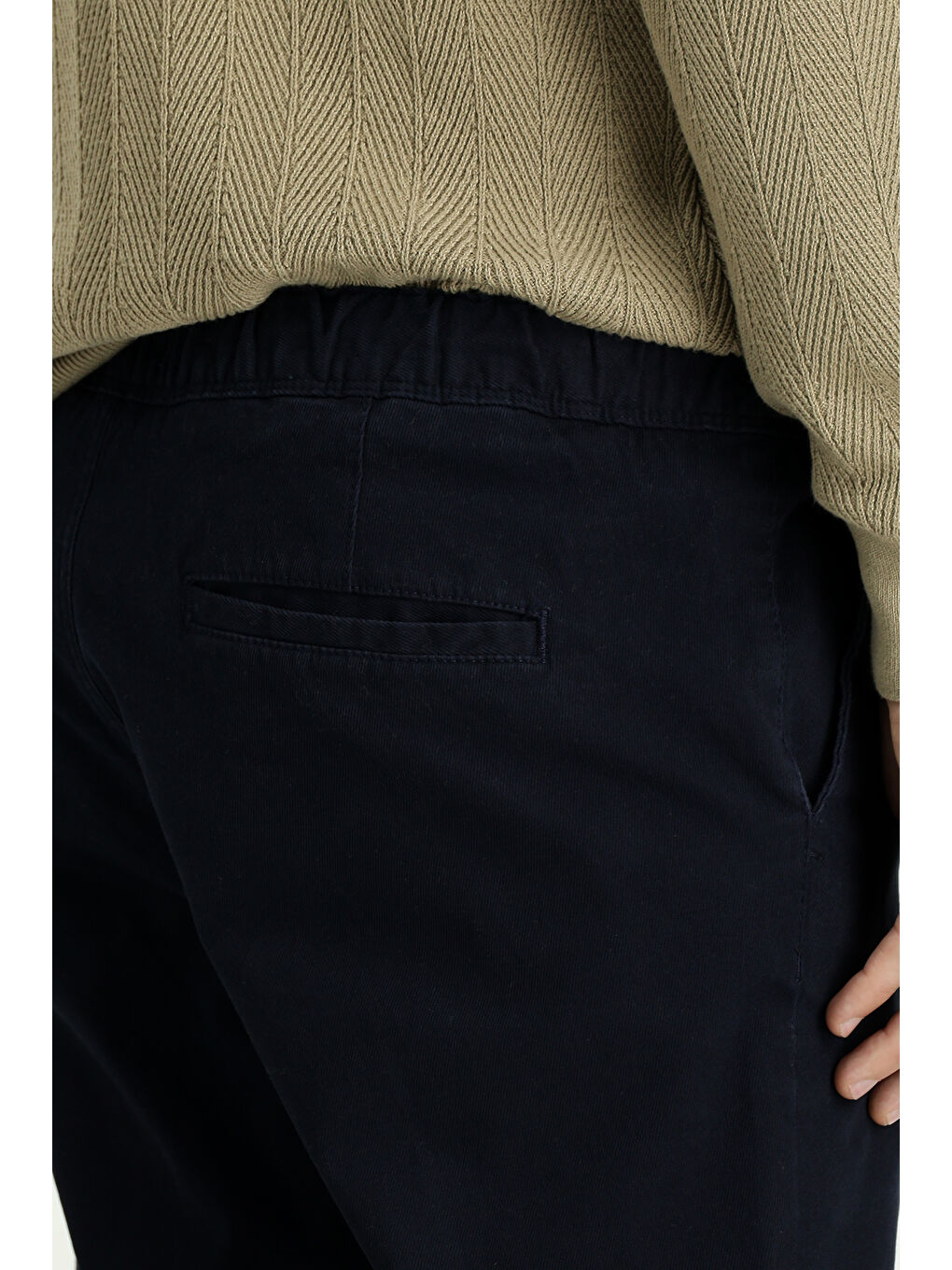 Lacivert Regular Fit Elastanlı Beli Lastikli İpli Pantolon-5