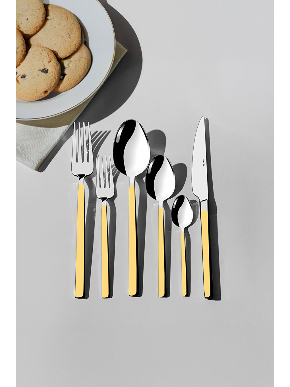 Sarı Dalyan Altın Sade 12 Kişilik 72 Parça Çatal Kaşık Bıçak Takımı
