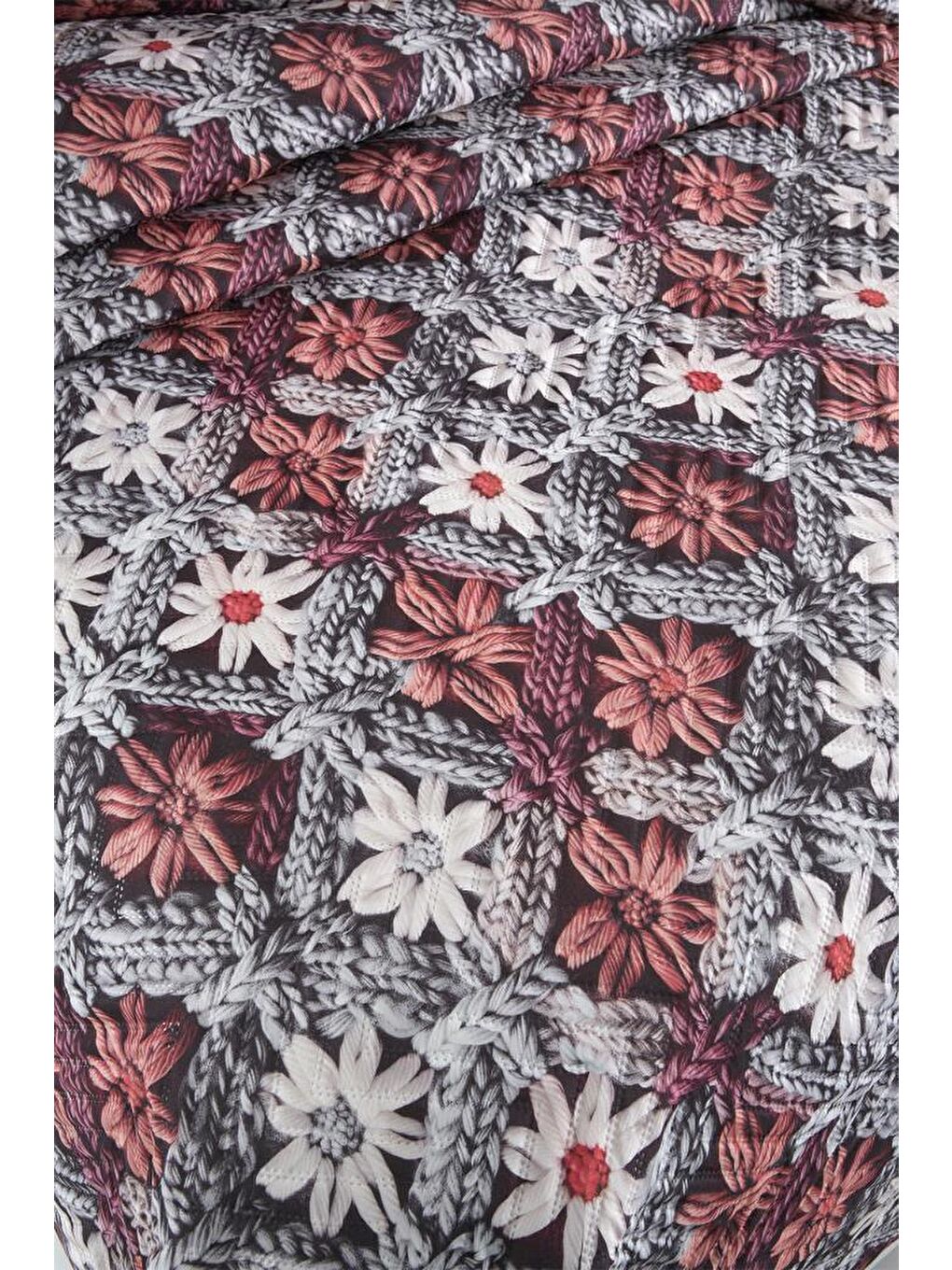 Karışık Alvera Ultrasonik Kapitoneli 5D Baskılı Çift Kişilik Yatak Örtüsü-4