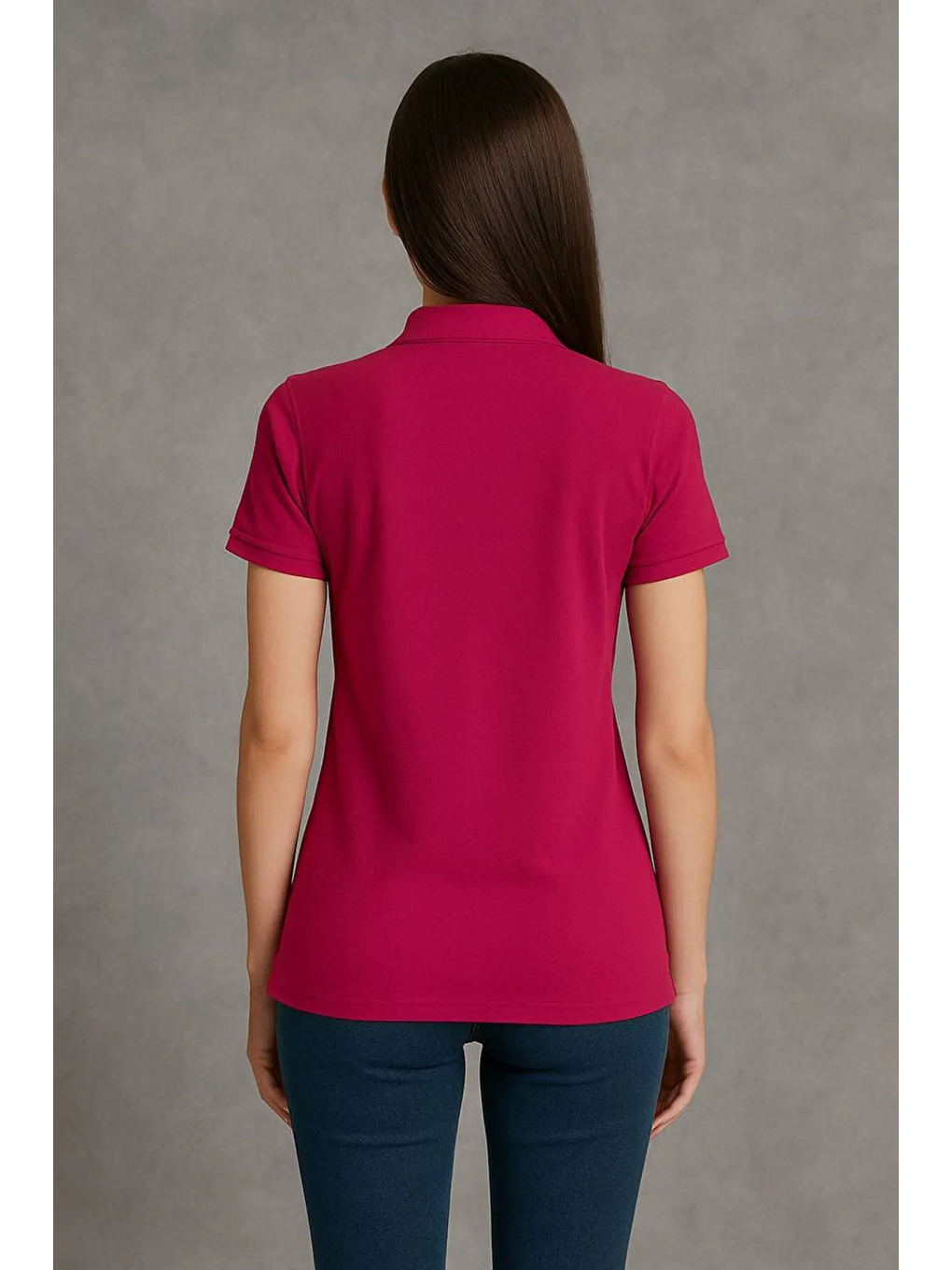 Yeşil Kadın 3 Lü Paket Arma Kısa Kol Dar Polo Yaka Tişört-4