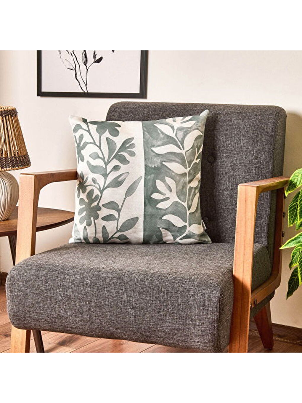 Mor Soft Nora Kırlent - Yeşil / Ekru - 45x45 cm