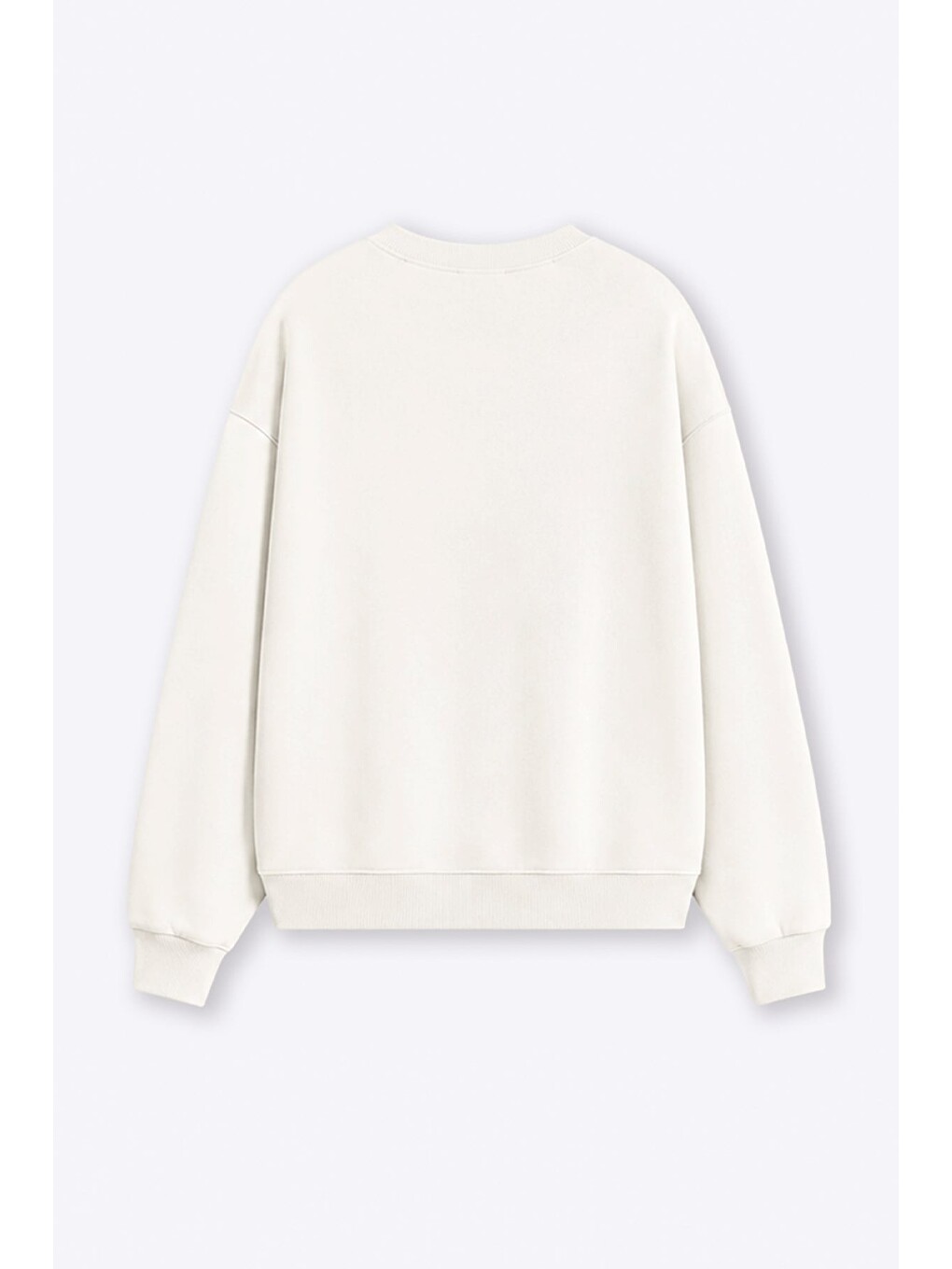 Ekru Kadın Premium Kumaş 3 İplik Şardonlu Baskılı Sweatshirt-1