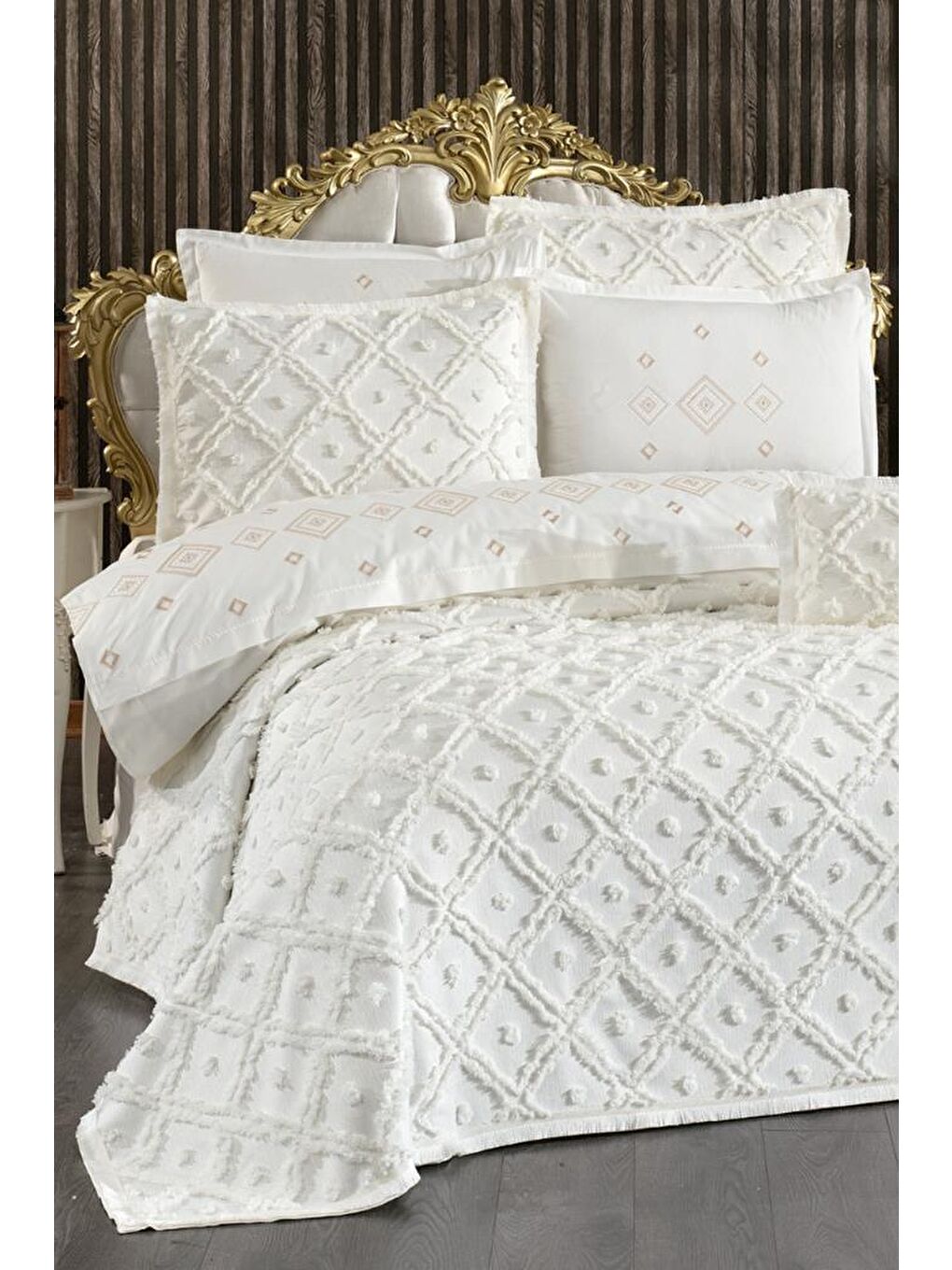 Ekru Alara Gelin Seti 8 Parça Krem