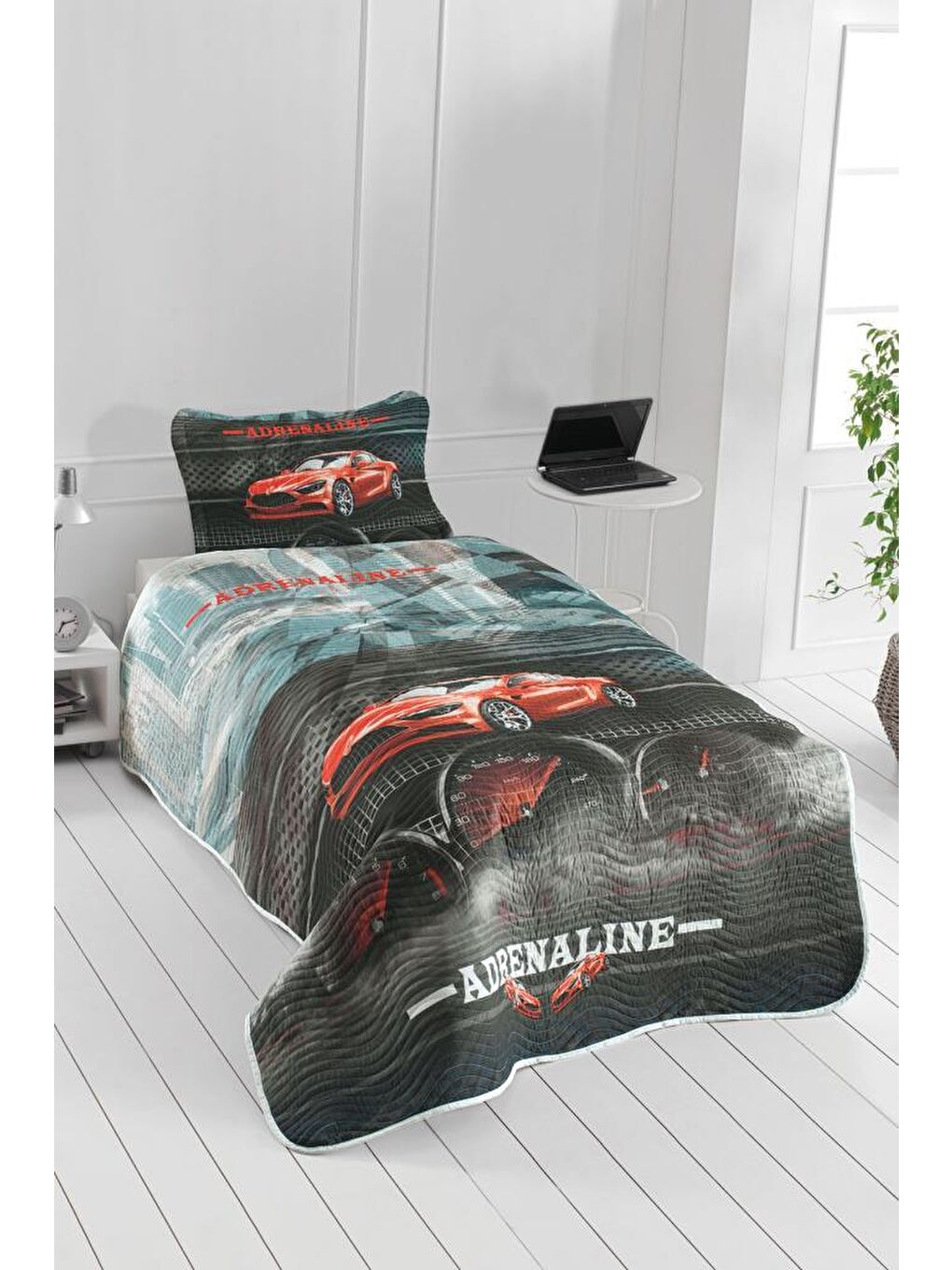 Adrenaline Genç ve Çocuk Baskılı Tek Kişilik Yatak Örtüsü Kırmızı-2