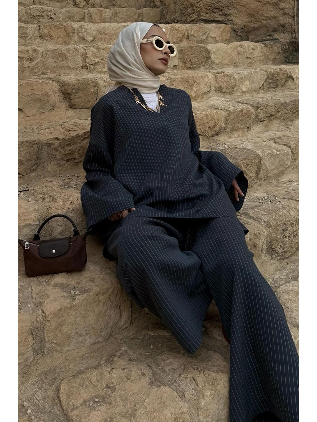 Dory Modal Bluz Pantolon Takım İndigo-3