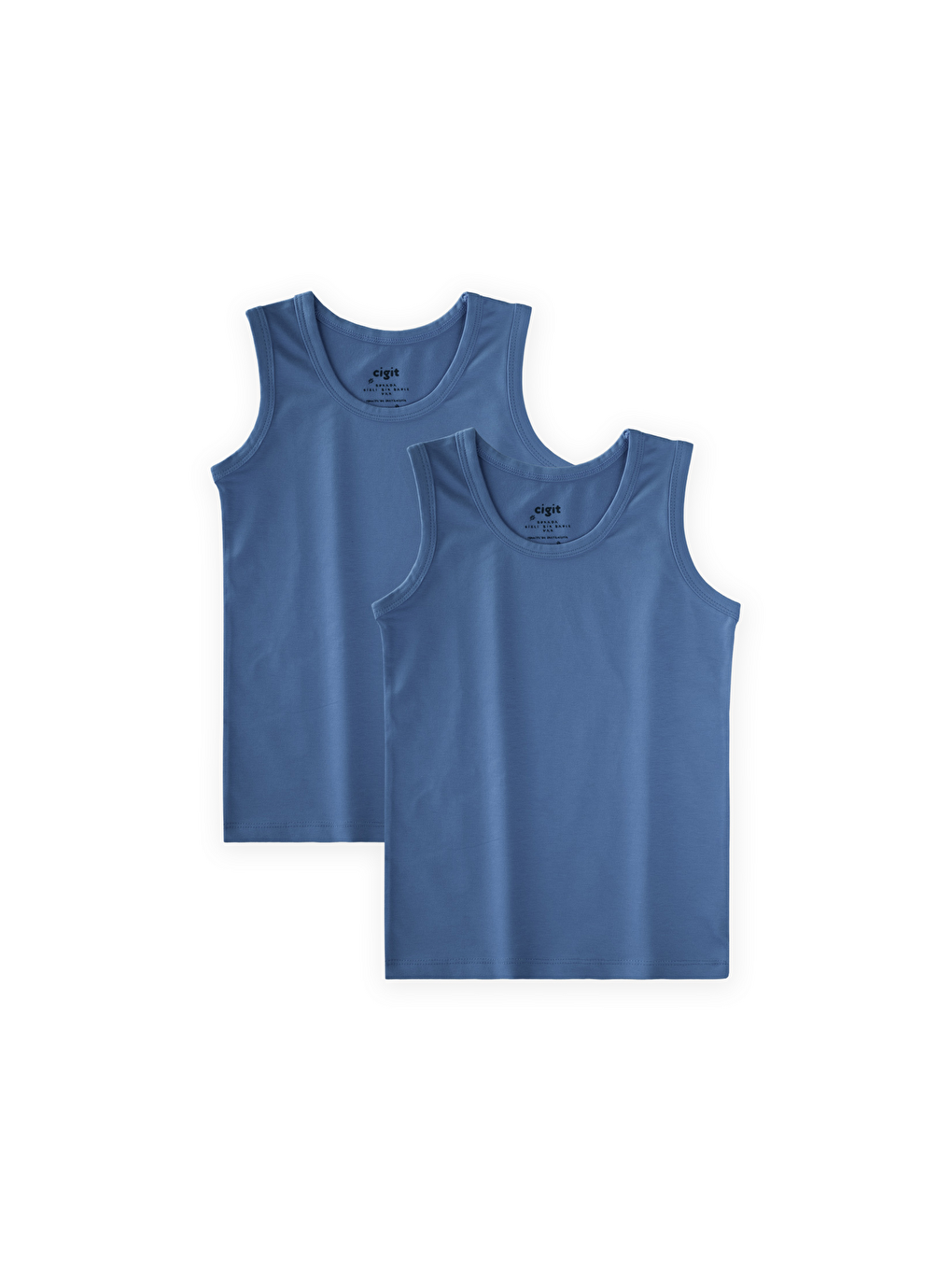 İkili Geniş Askılı Atlet 2-11 Yaş İndigo Mavi