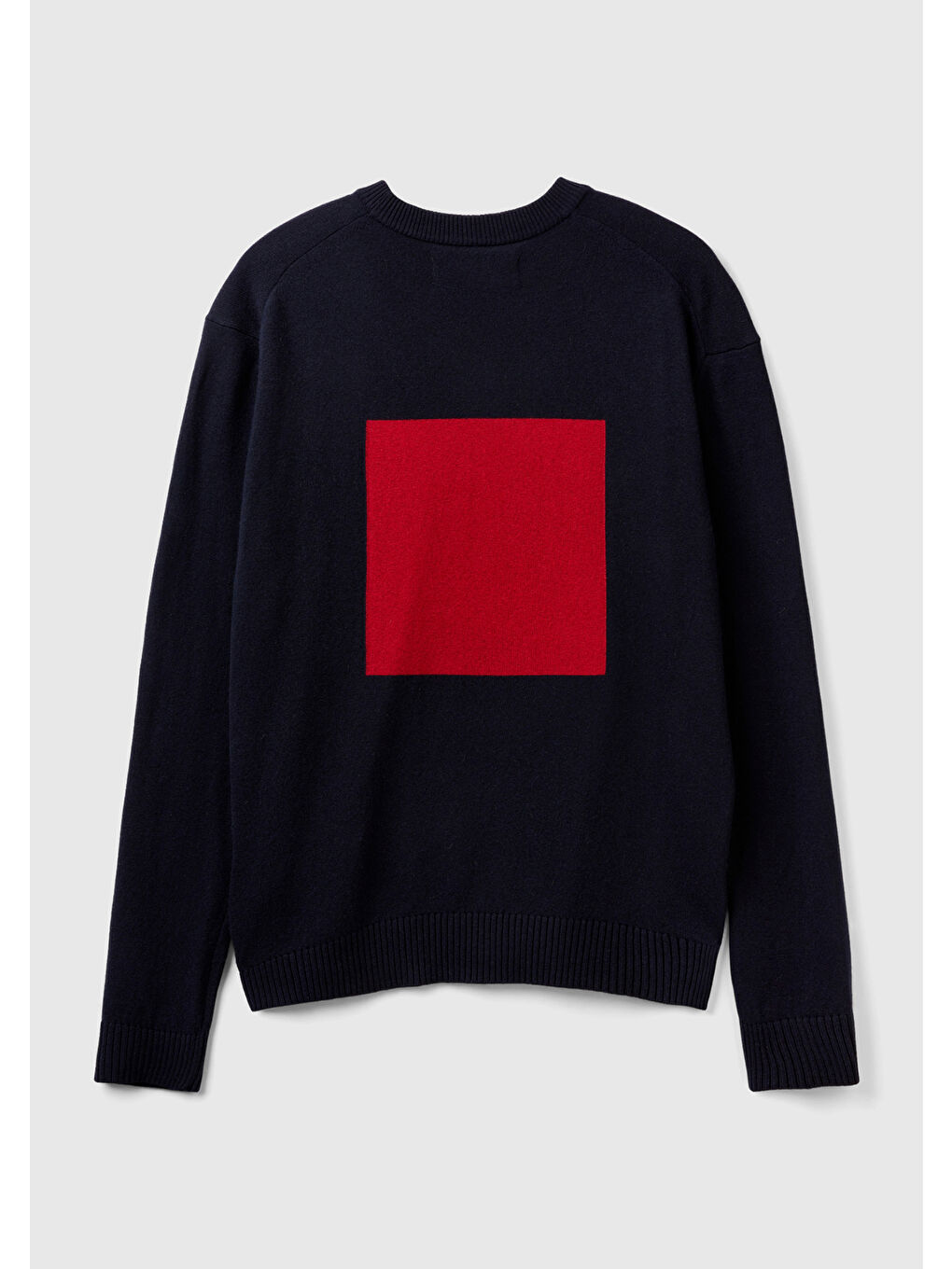 Erkek Sarı Yün Karışımlı Büyük Kare Desenli Kazak-3