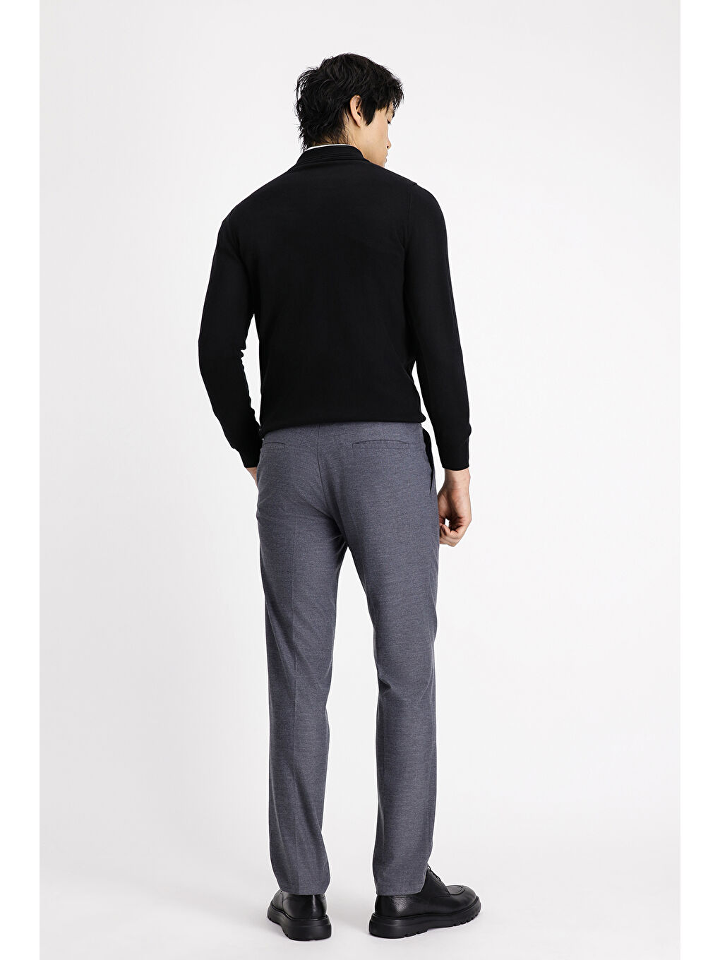 Gri Elastanlı Pileli Klasik Kumaş Pantolon-2