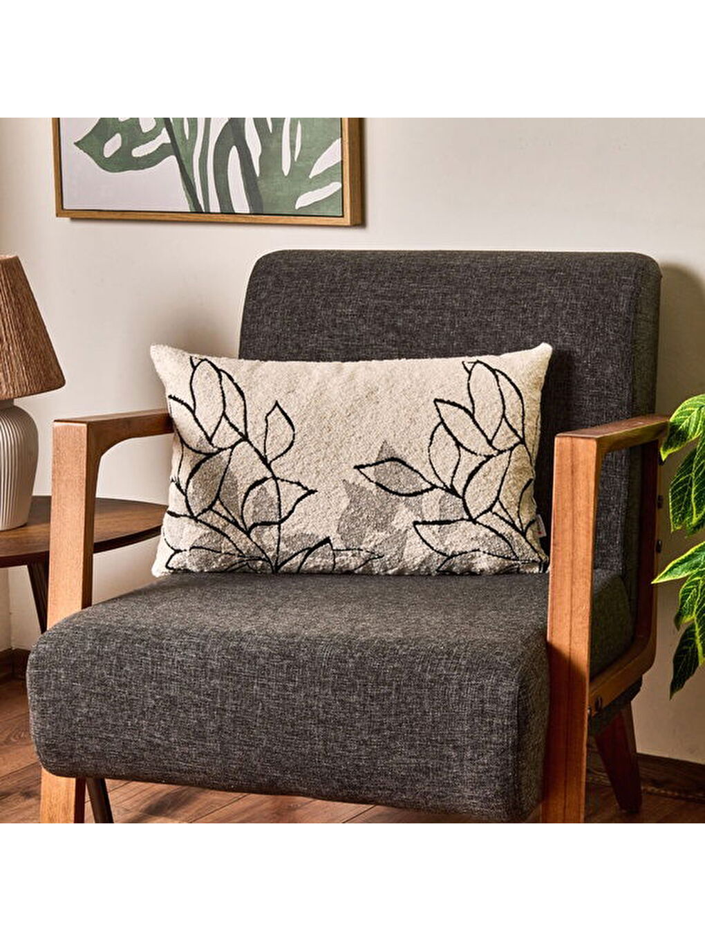 Soft List Kırlent - Ekru - 35x55 cm-1