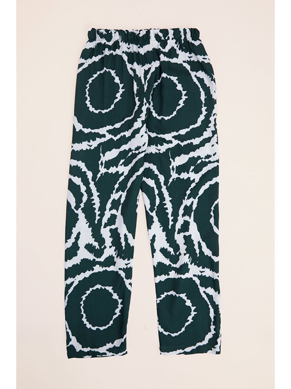 Yeşil Desenli Beli Lastikli Kız Çocuk Pantolon-2