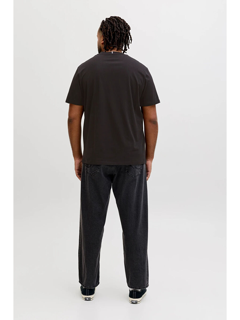 Siyah Plus Büyük Beden Baskılı Regular Fit Bisiklet Yaka T Shirt 12298472-2