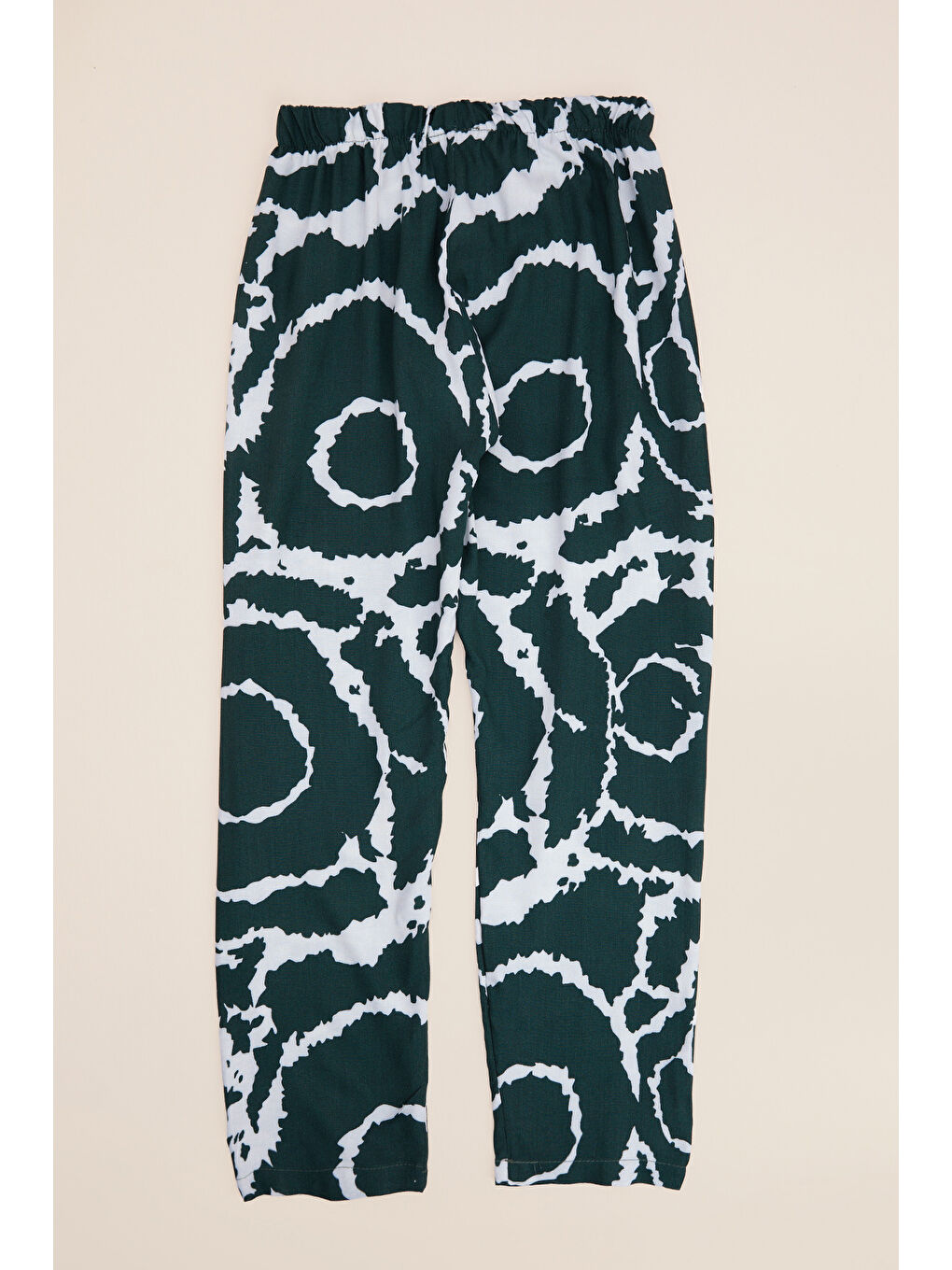 Yeşil Desenli Beli Lastikli Kız Çocuk Pantolon-3