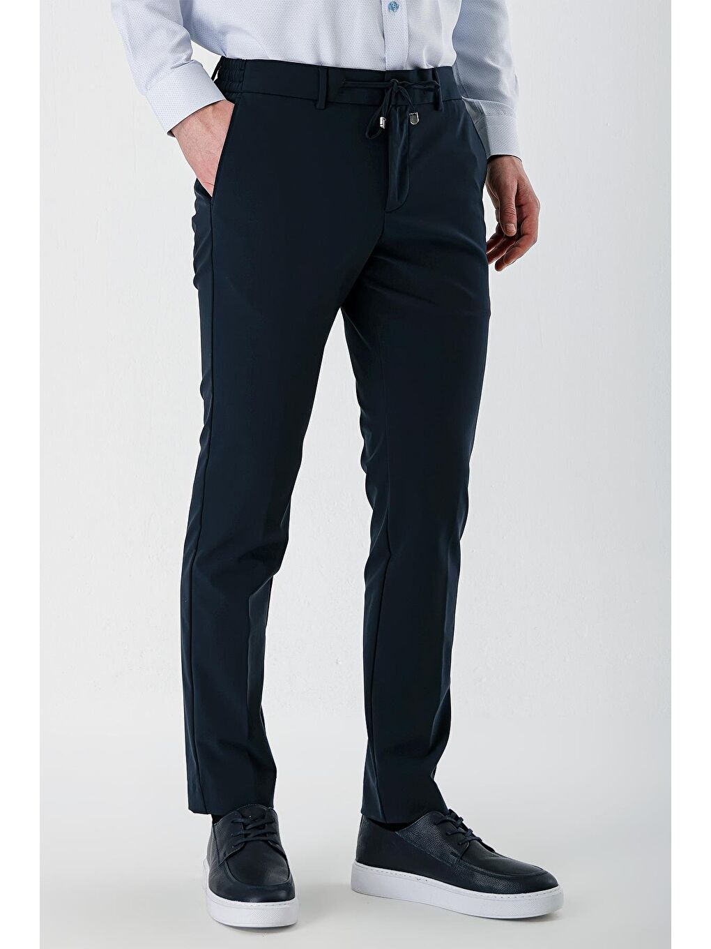 Koyu Lacivert Esnek Lastikli Yandan Cepli Casual Slim Fit Jogger Pantolon 1003240155-3