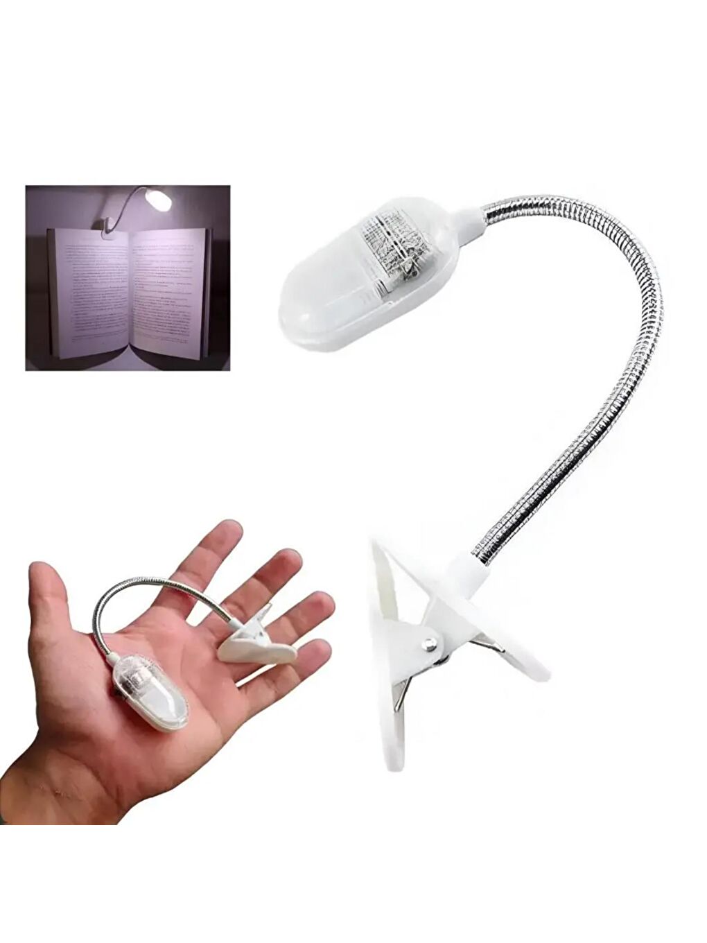 Beyaz Ledli Mandallı Kitap Okuma Lambası OZS7847-3