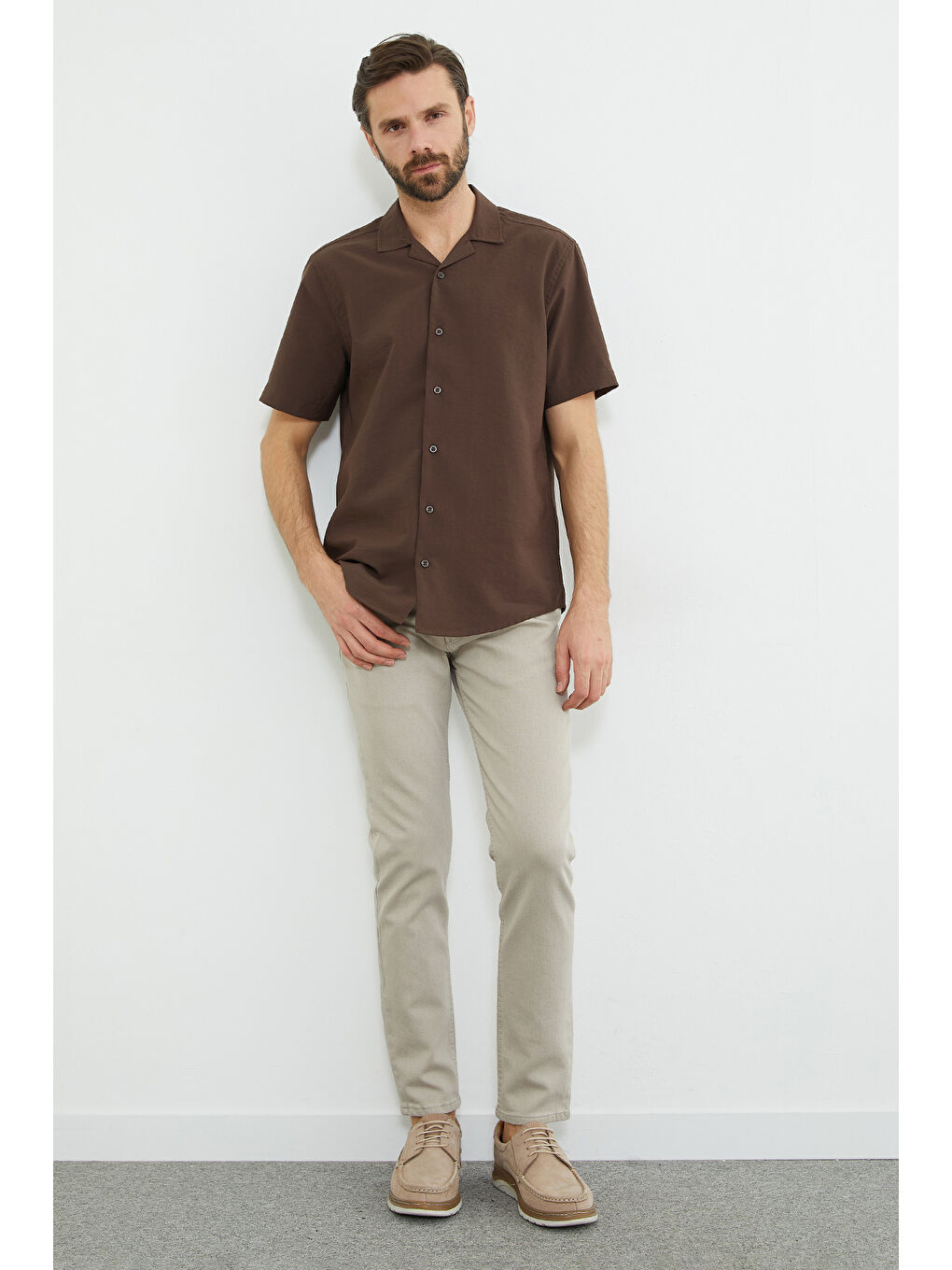 Bej Fermuarlı Slim Fit Jean-2