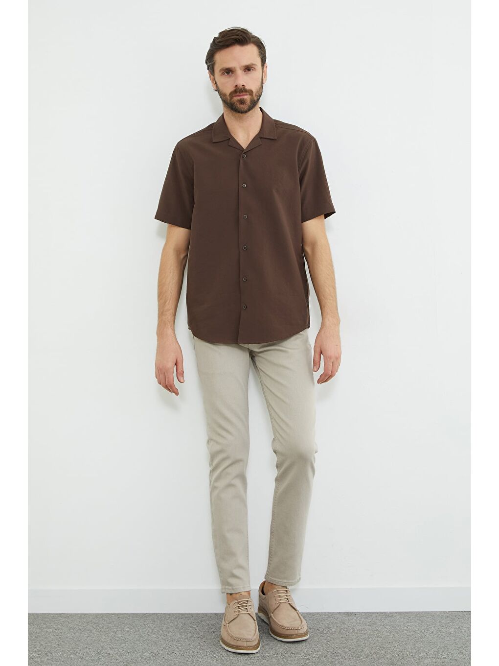 Bej Fermuarlı Slim Fit Jean-4