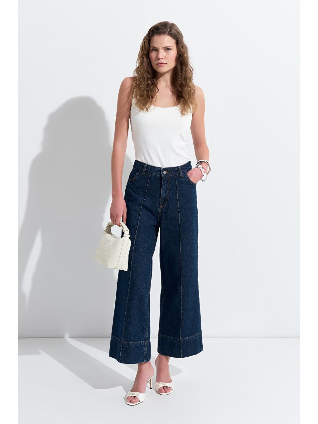 Double Paça Jean Pantolon Koyu Mavi