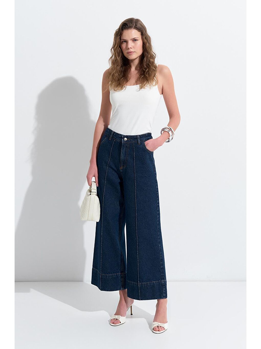 Double Paça Jean Pantolon Koyu Mavi-2