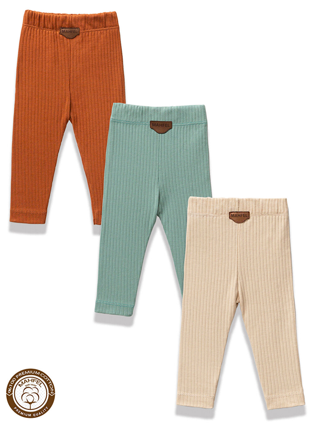 Mor 3 lü Krem Yeşil Çikolata Renkli Bebek Çocuk Tayt