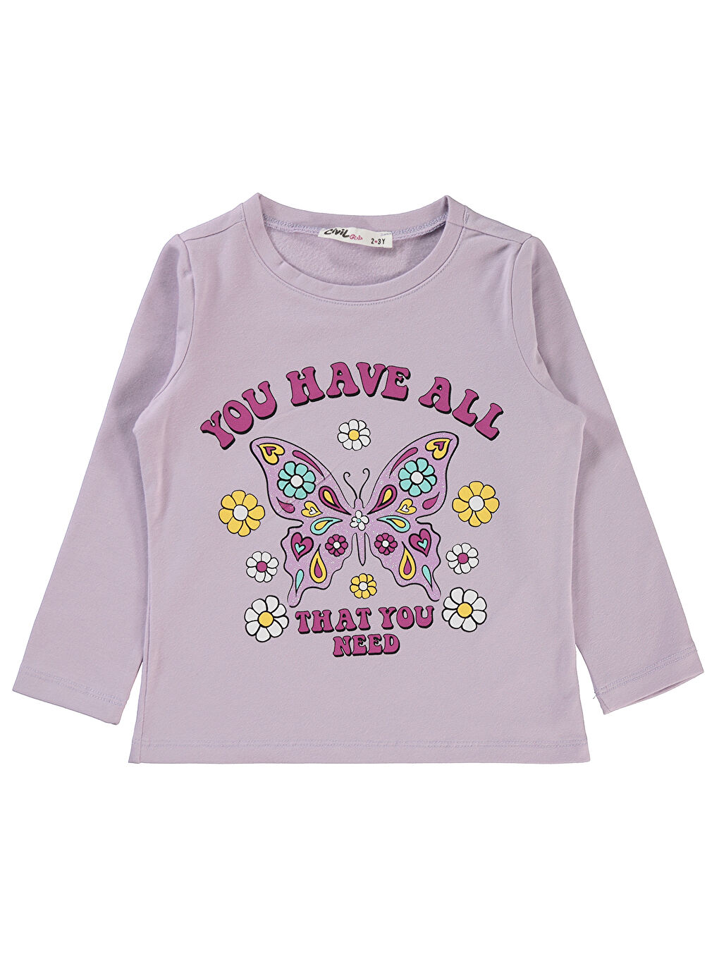 Civil Mor Girls Kız Çocuk Sweatshirt 2-5 Yaş Nazik Lavanta