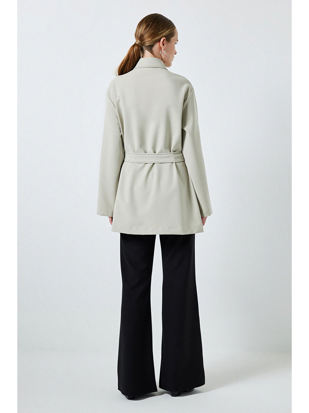 Bej Beli Kuşaklı Ceket-3