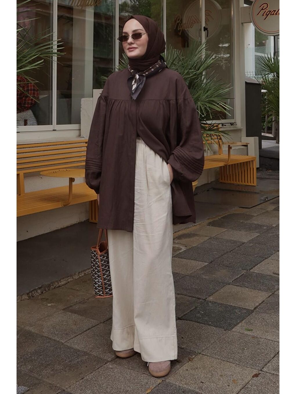 Bej Doren Keten Pantolon Naturel-6